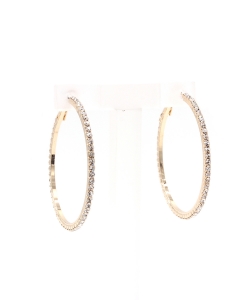 Rhinestone Hoop Earrings Medium EH910155 Gold